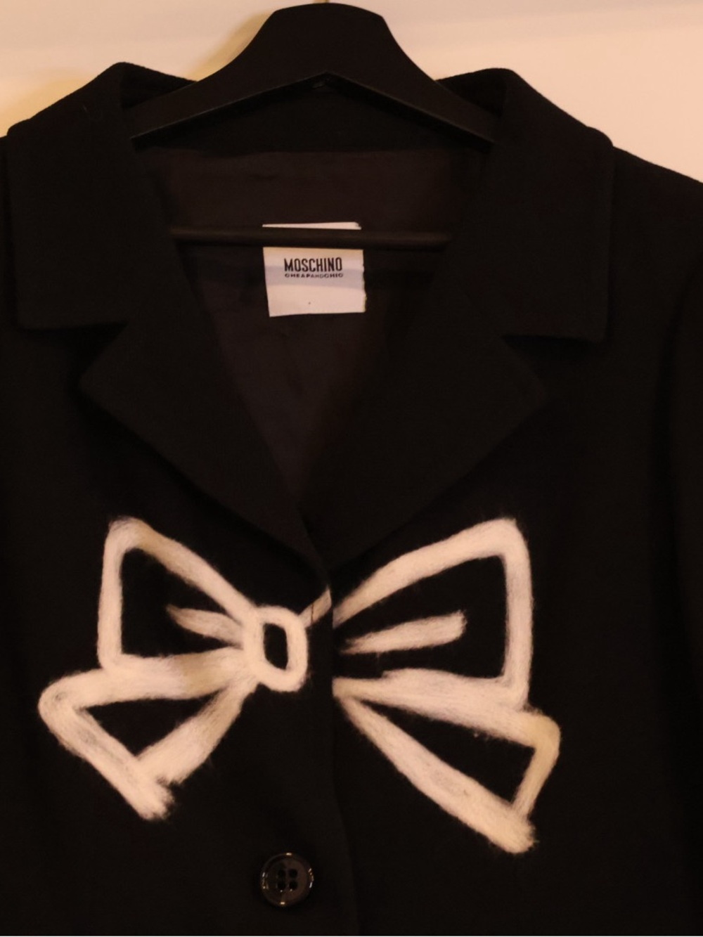 Moschino Cheap and Chic Black 100% Virgin Wool Bow Blazer Jacket Made in Italy